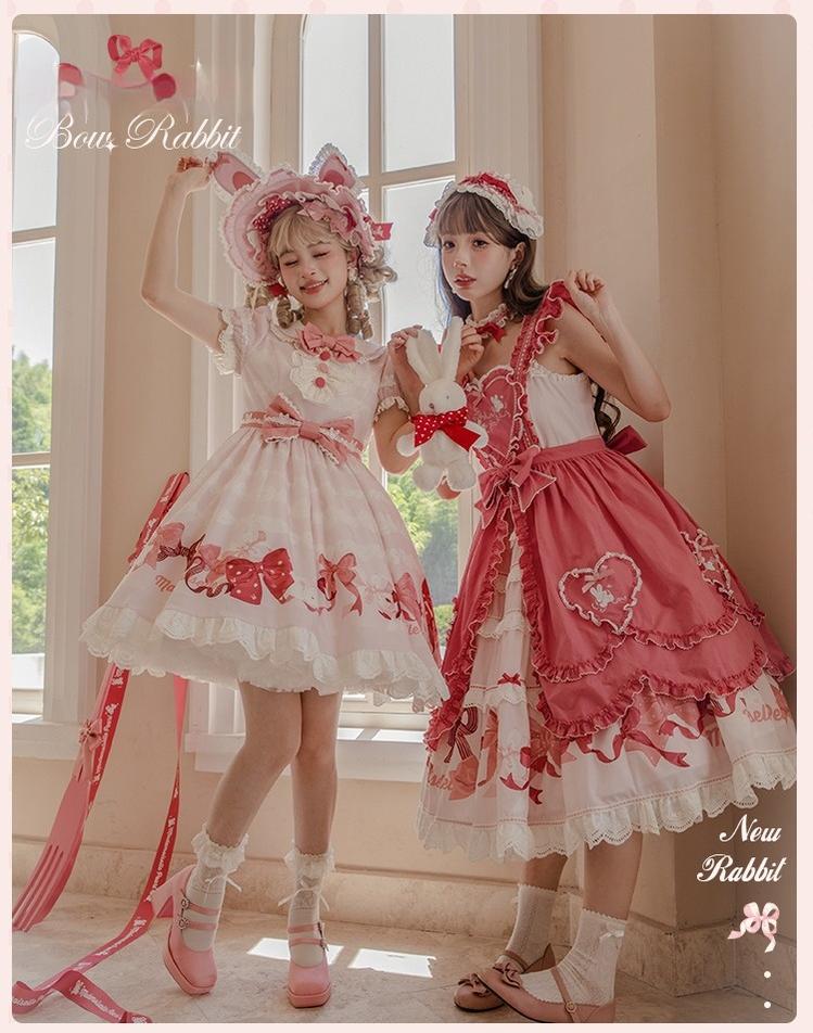Mademoiselle Pearl~Bow Bunny~IP Collab Sweet Lolita OP Dress Bow JSK OP 38022:578760
