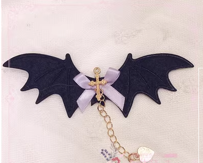 Pearl Rabbit Handmade - Halloween Gothic Lolita Bat Wings Shaped Side Clips light purple