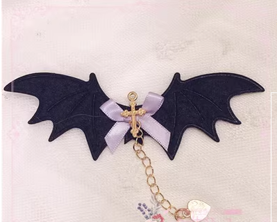 Pearl Rabbit Handmade~Halloween Gothic Lolita Bat Wings Shaped Side Clips light purple  