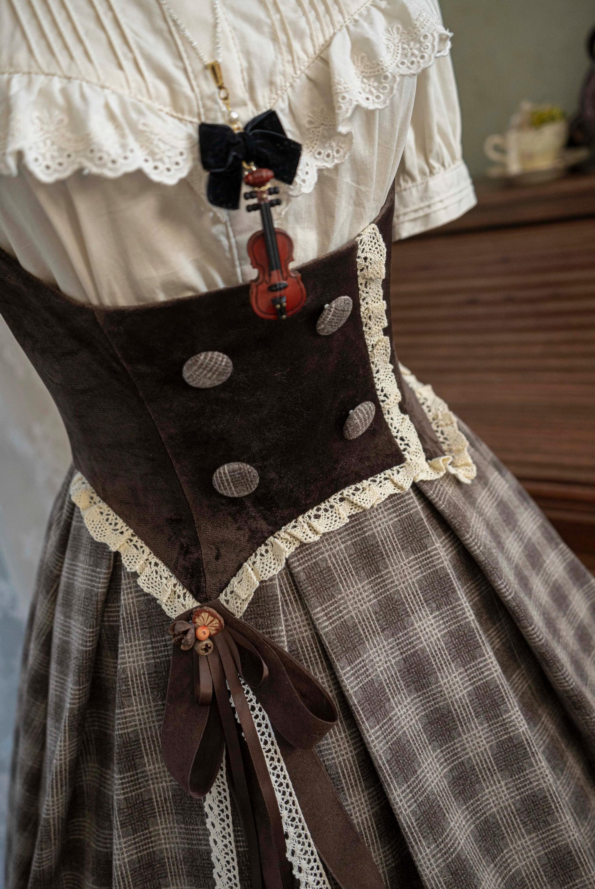 White Tea Story - Chestnut Autumn - Plaid Classic Lolita JSK, Bust Supporting 44210:798748