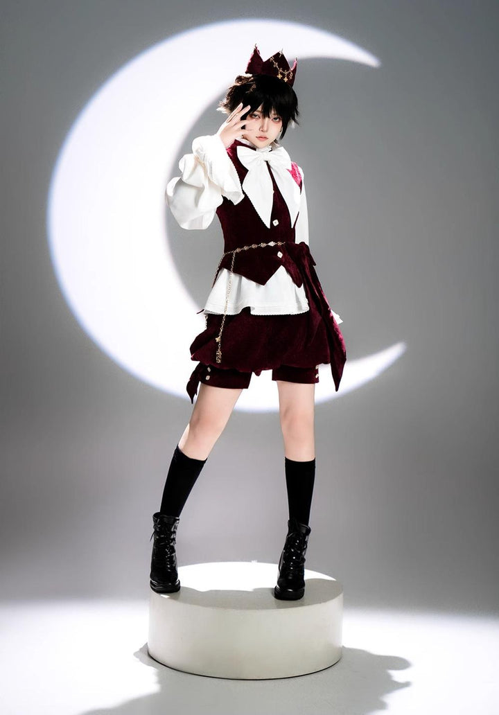 Princess Chronicles~Hare Hunter~Vintage Red Ouji Suit With Bunny Ear Hooded Jacket