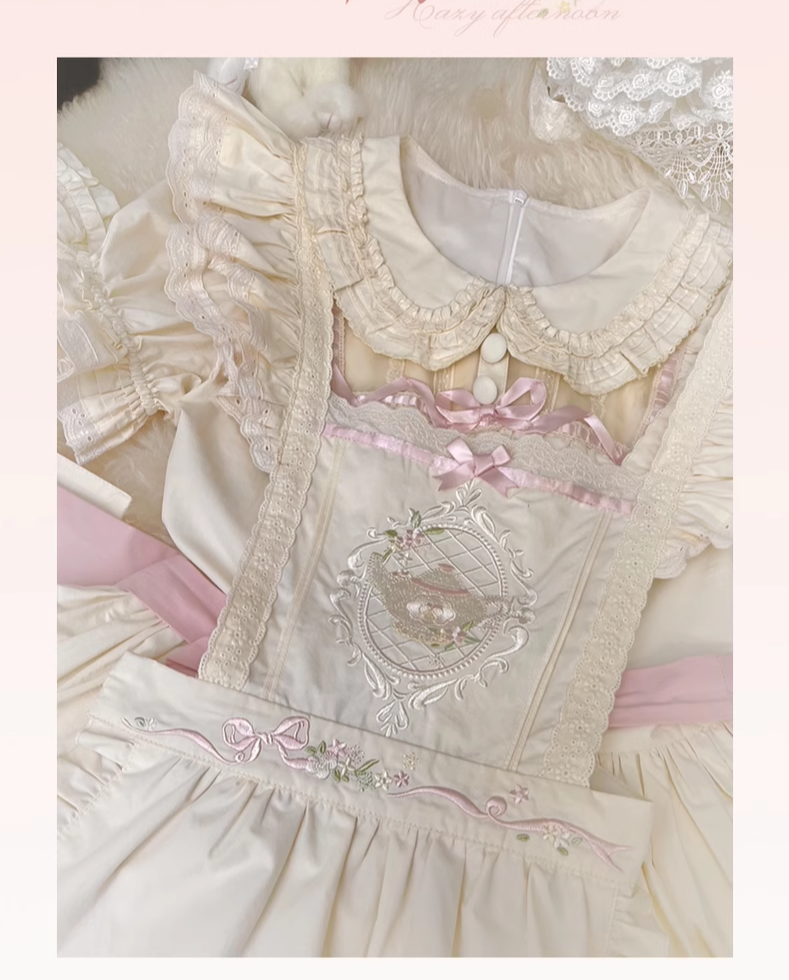 The Seventh Doll~Hazy Afternoon~Vintage Lolita OP Dress Embroidered Apron   