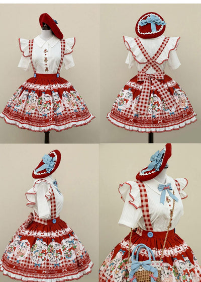 (BFM)Wednesday~Picnic Sweet~Sweet Lolita Skirt Yellow Red Lolita SK   