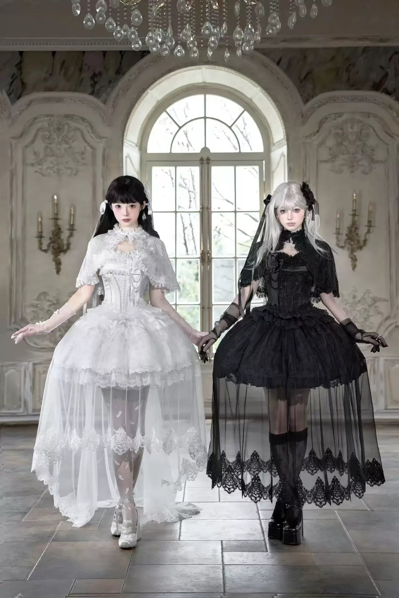 Nameless Snow - Classic Lolita Corset JSK Dress, Detachable Cape 45683:858981