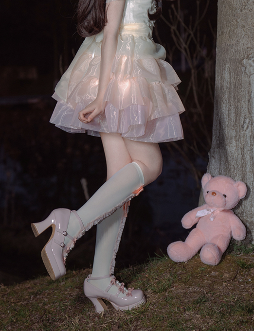 Pure Tea For Dream - Sweet Lolita Platform Pearl Bow Shoes