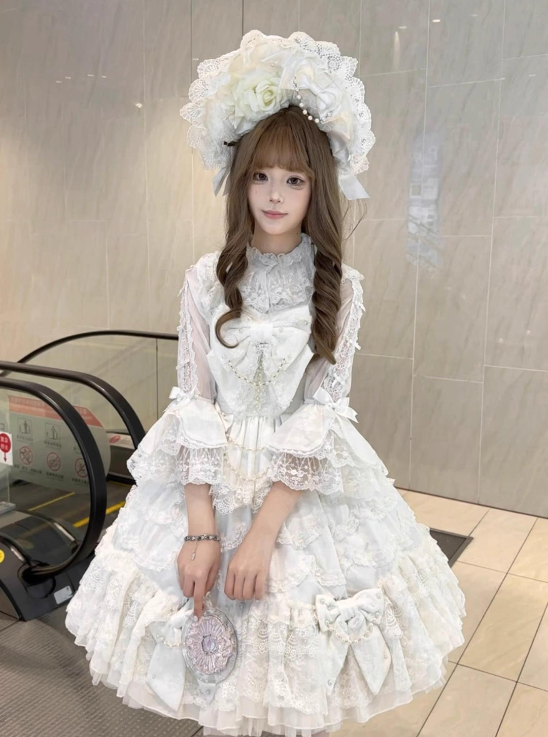 Mengfuzi~Dream Paradise~Chiffon Sweet Lolita Blouse With Half Princess Sleeves