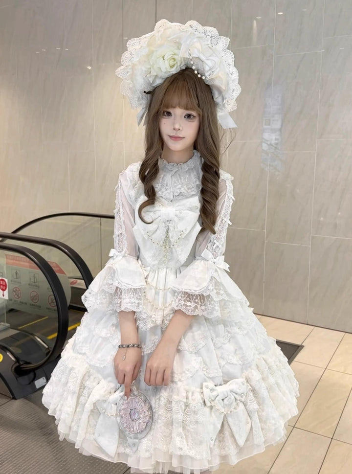 Mengfuzi~Dream Paradise~Chiffon Sweet Lolita Blouse With Half Princess Sleeves