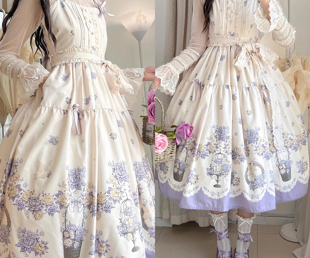 DreamWhale~Floral and Bird Series~Classic Lolita JSK Suit Floral Print Dress 40910:679632