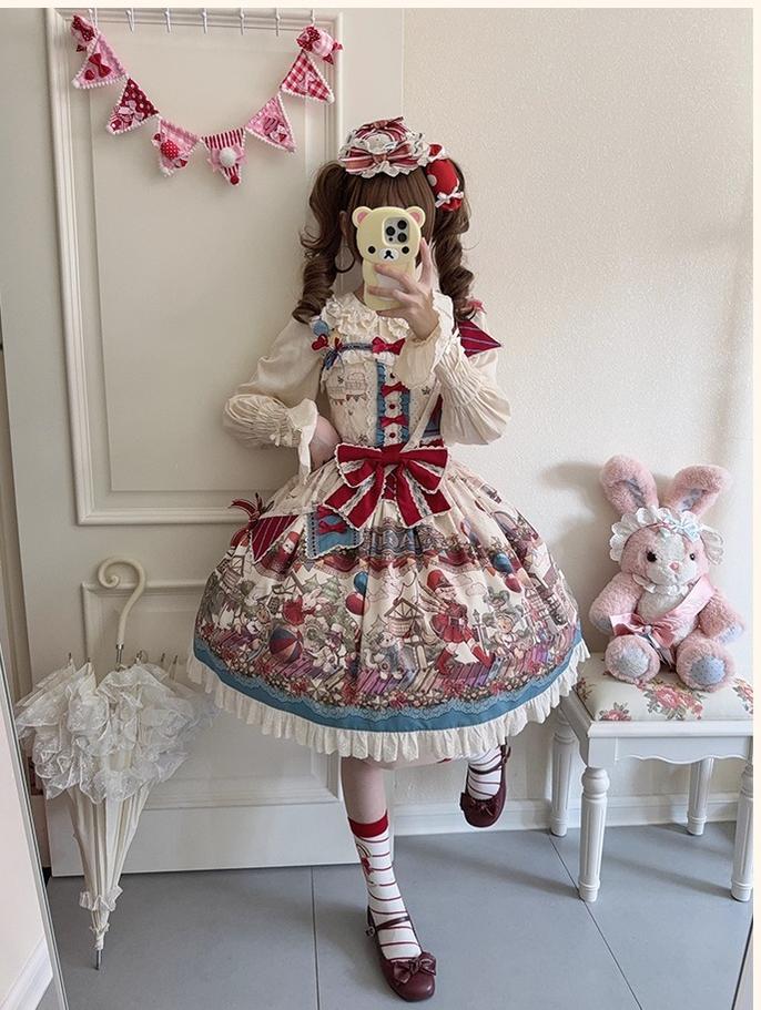 Urtto - Flower Street Parade - Kawaii Lolita JSK Dress, Circus Print
