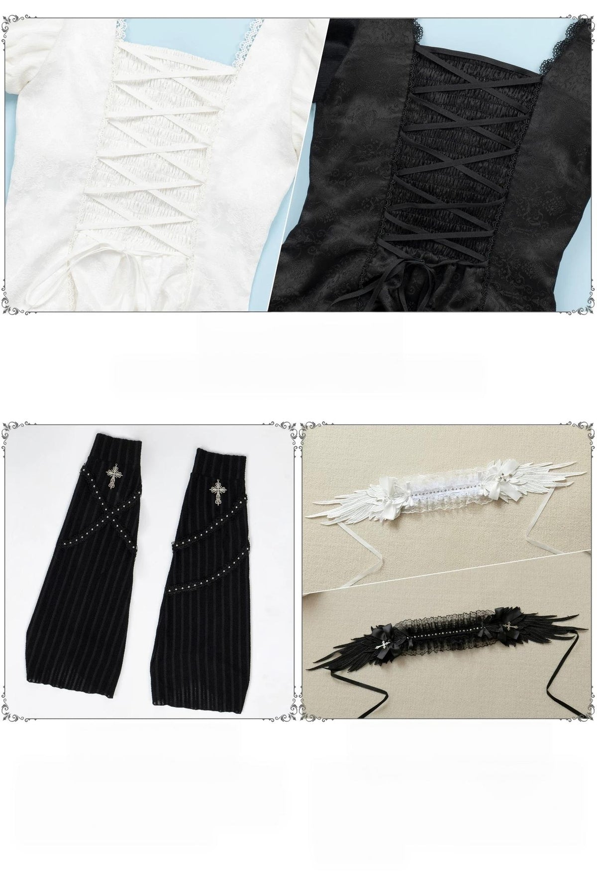 White Night Feather - Gothic Lolita OP Dress & Leg Warmers Set, Angel Cross Theme 46055:874037