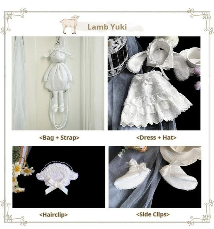 With PUJI~Puppet Box~Kawaii Lolita Bag Lamb Kitten Detachable Bag Dress Hat 40976:682482