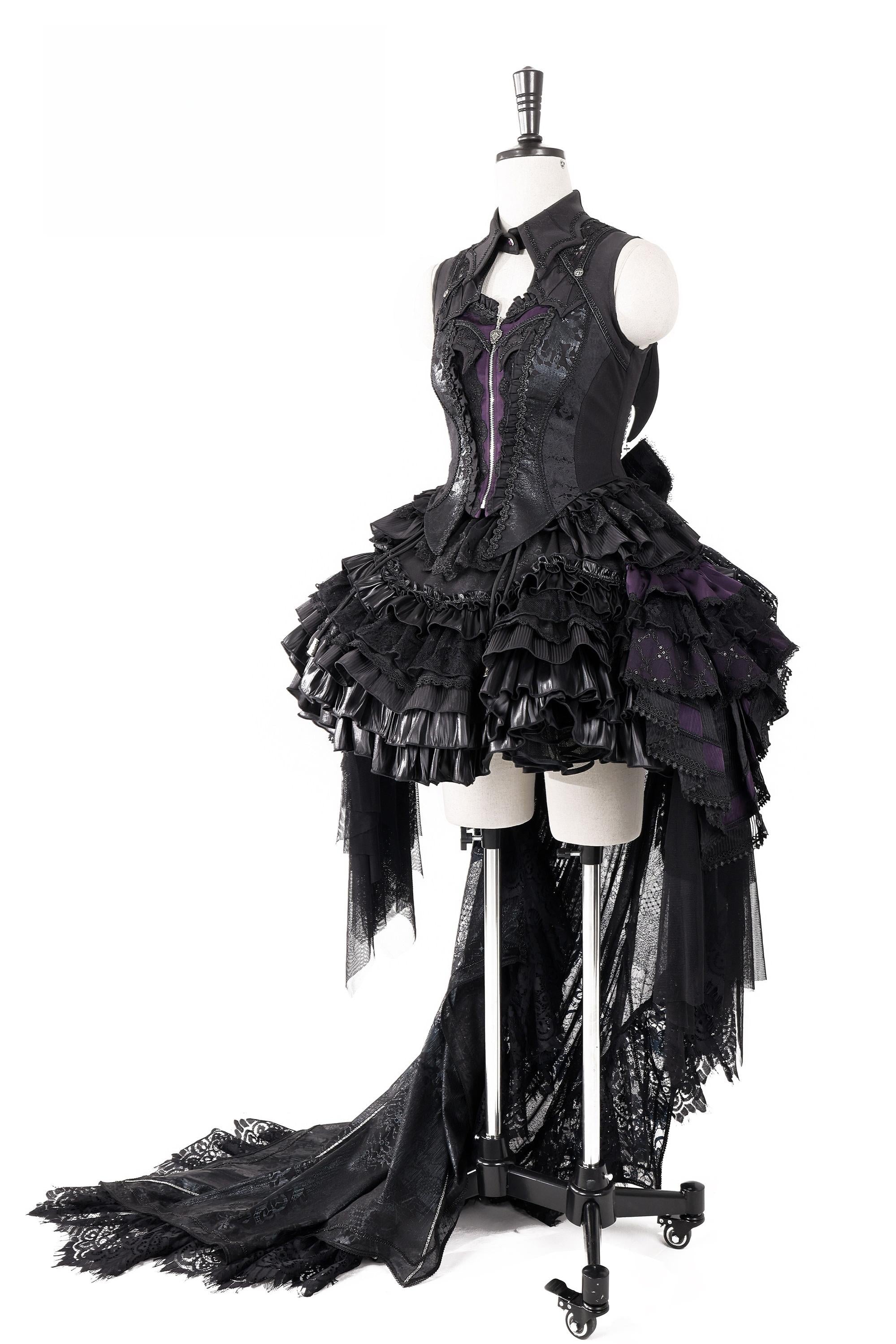Holic - Gothic Lolita High-low Hem Vest, Tiered Hem Skirt (Purple / 2XL L M S XL XS) 44877:824772