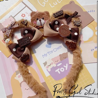 Pretty Girl Lolita~Sweet Lolita Chocolate and Bear Hair Accessories a small bear KC  