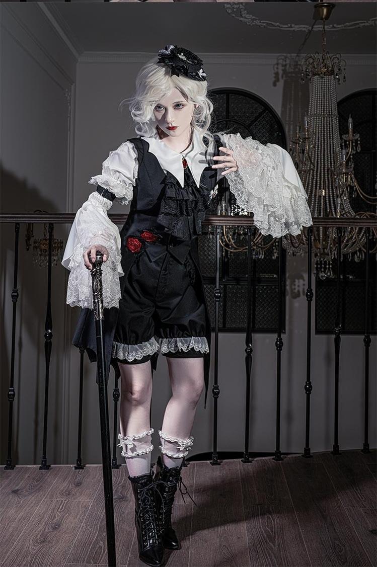 CastleToo~Night Rose~Elegant Ouji Lolita Suits With Lolita JSK And Shorts 39558:626930