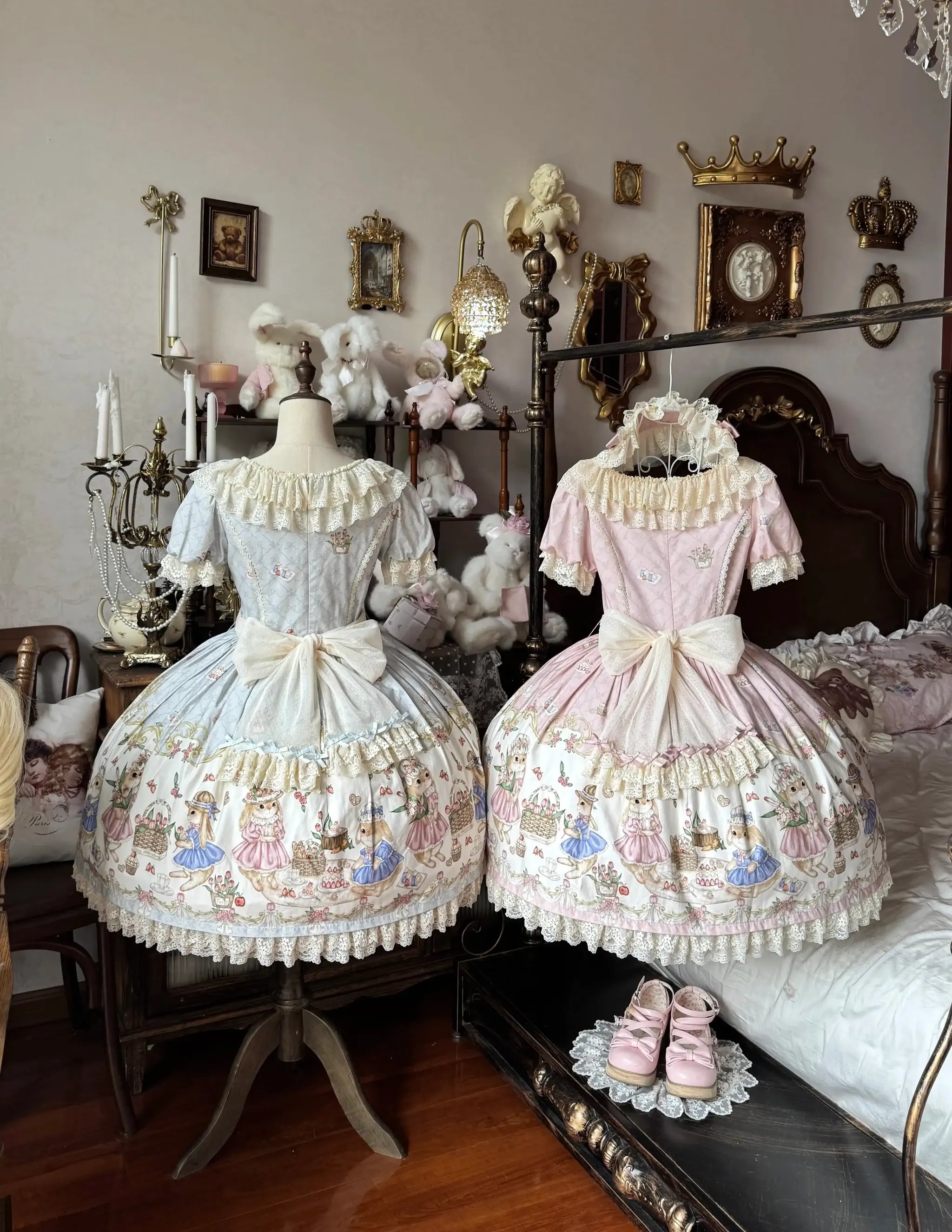 Picnic Bunny - Cotton Daily Doll-like Lolita OP Dress, Bunny Print 45670:858003