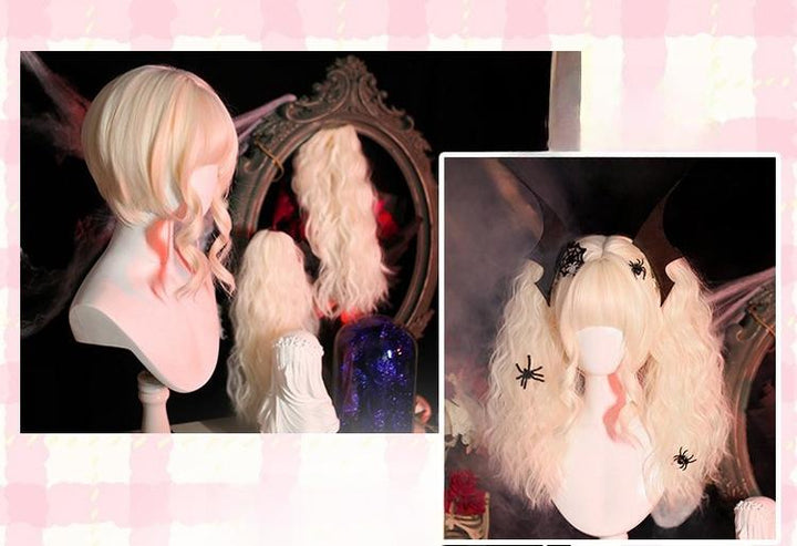 Dalao Home~Wu Wu~Platinum Blonde Lolita Wig Gothic Detachable Curl Ponytails   