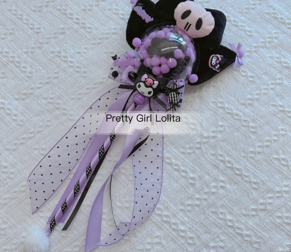 Pretty Girl Lolita~Purple Black Cartoon Kulomi~Kid Lolita Accessory Clips and Cane   