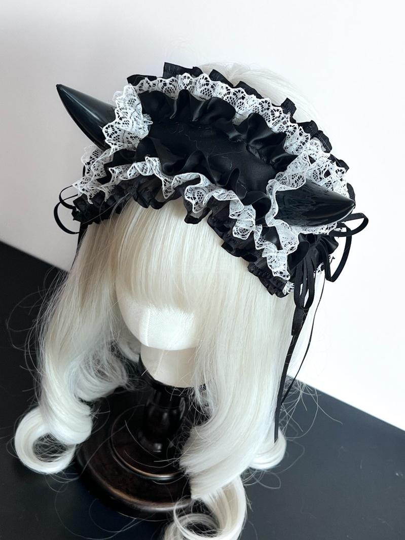 MAID~Gothic Lolita Halloween KC Devil Horn Hairband Customizable Color   