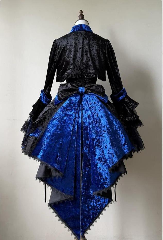 Dark Raven Poem - Gothic Lolita JSK & Bolero Dress Set, Diamond Velvet 45967:869844