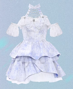 Virtual~Star Girl~Sweet Lolita Halter Neck Puff Sleeve Cake Dress   