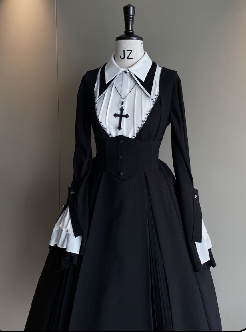 Susin Lolita~Cross Praise~Nun Style Gothic Lolita Dress and Blouse 12878:183562