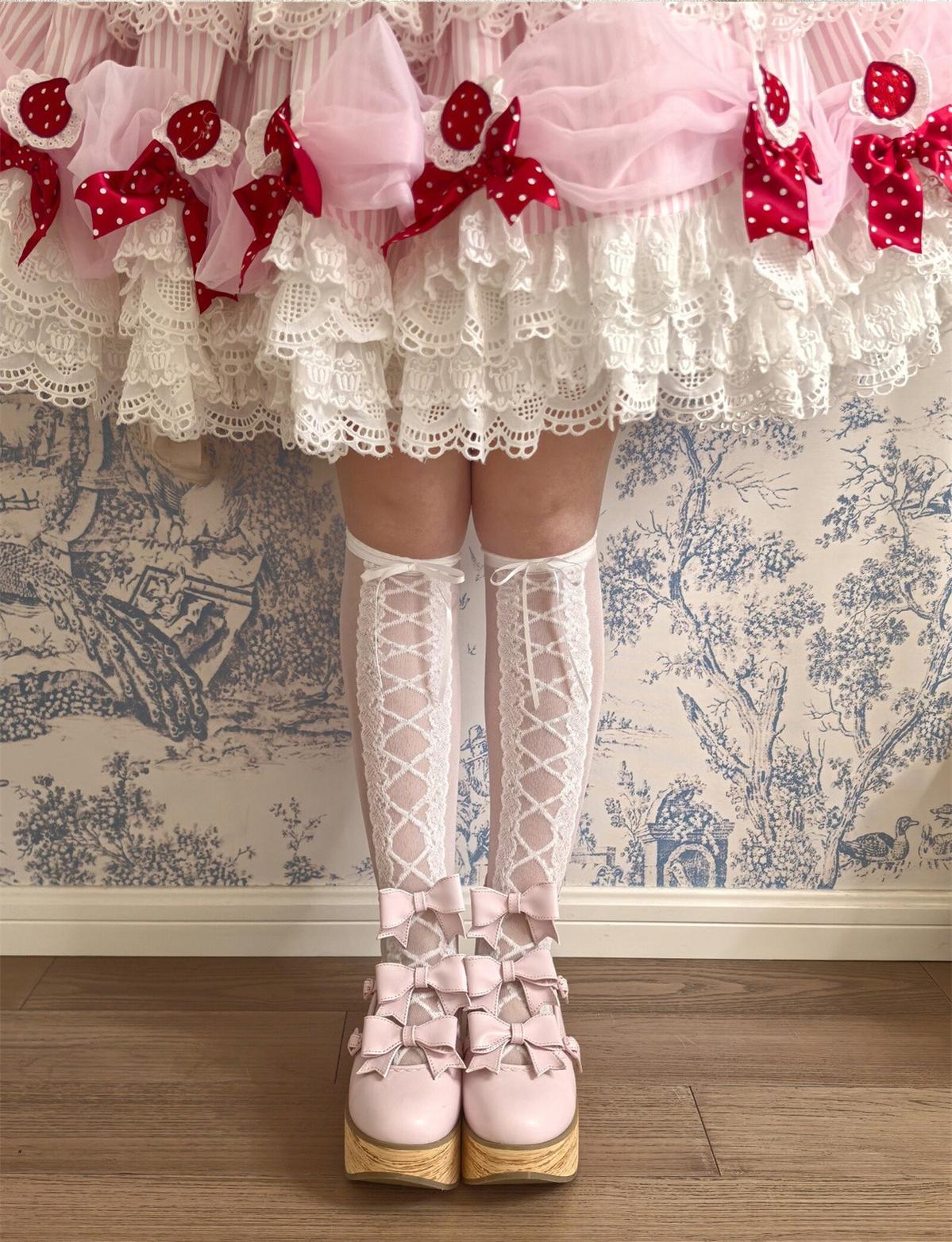 MODO - Sweet Lolita High Platform Shoes, Three Bows 44182:797579