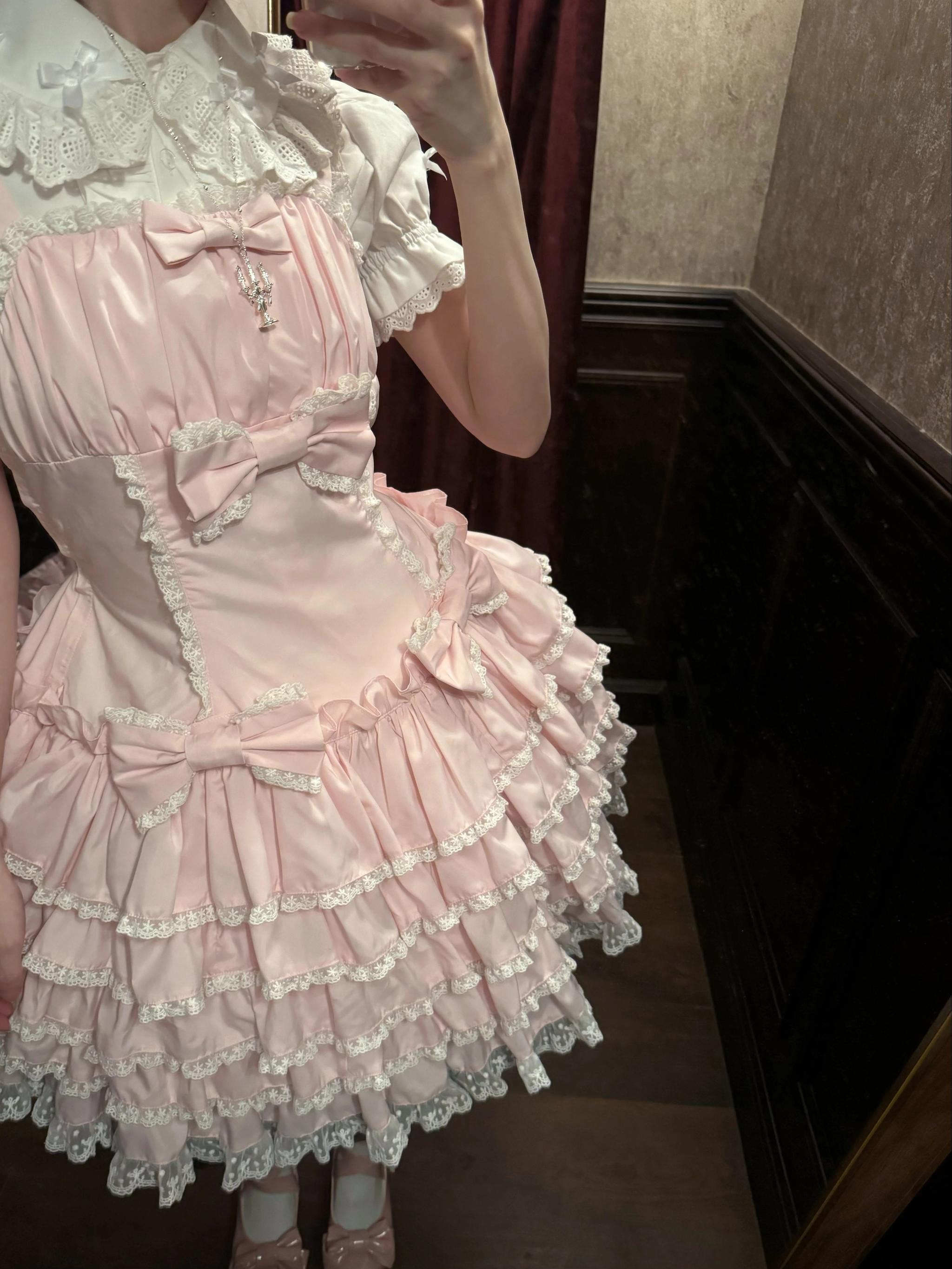 Nn Star~Half Sugar Ism~Sweet Lolita JSK Low Waist Dress With Tiered Hem 43152:768917