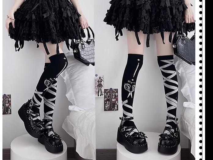 (BFM)Bondora~Devil Cross~Punk Lolita Shoes Cross High Platforms Shoes   