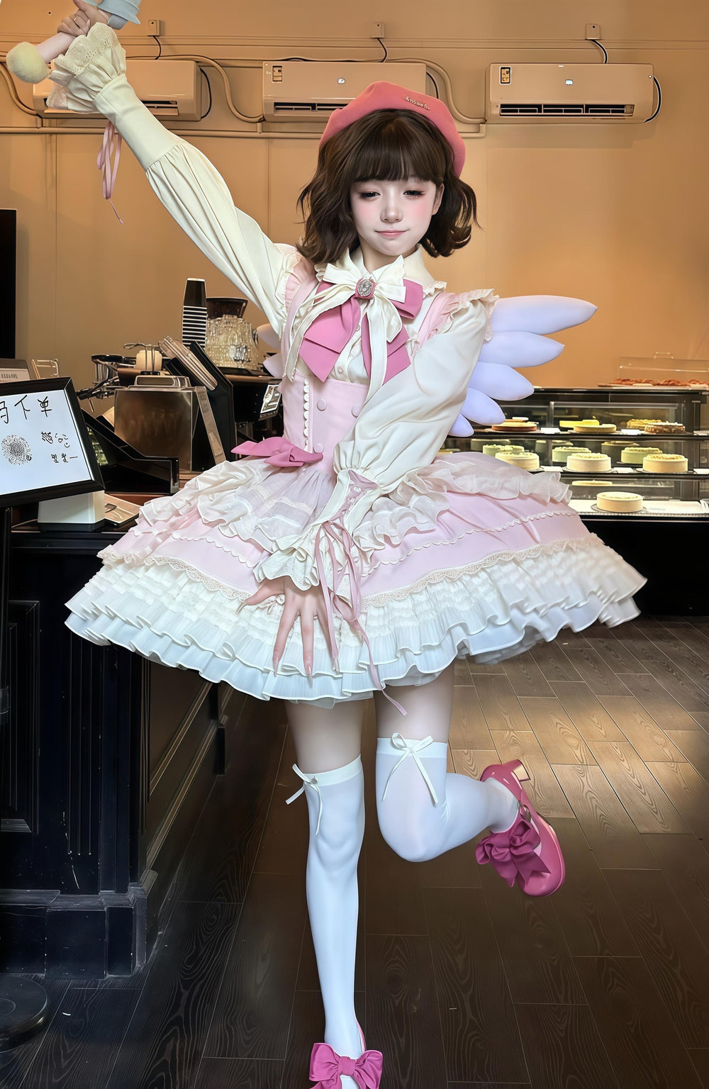 Sakurahime~Cupid Overture~Sweet Pink Lolita Jumper Dress Bust-Supporting JSK