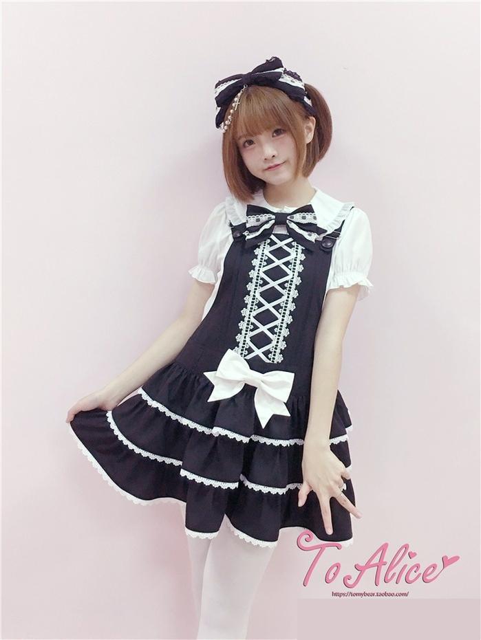 To Alice~Old School Lolita Salopette Suit Tiered Dress