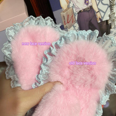 (Buyforme)Cheese Cat~Fluffy Lop-Eared Bunny Sweet Lolita Hairband pink blue hairband- with new lace without bow  