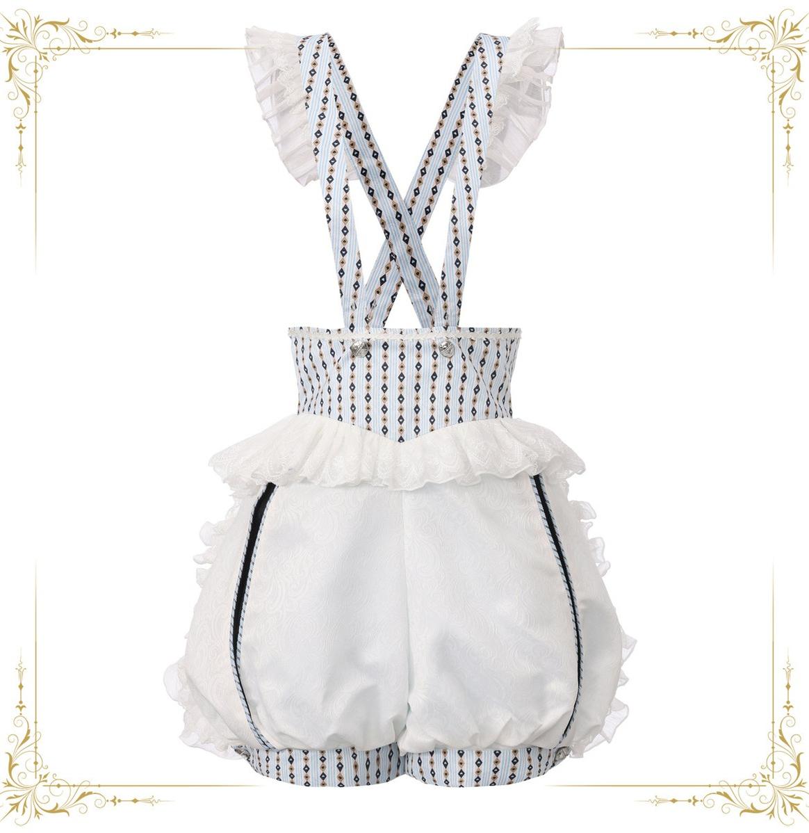 Immortal Bunny's Invitation - High-Waist Ouji Lolita Lantern Shorts, Detachable Straps White S