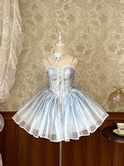 Alice Girl~Wisteria Ballet~Sweet Lolita Jumper Dress JSK Multicolor XS Blue 