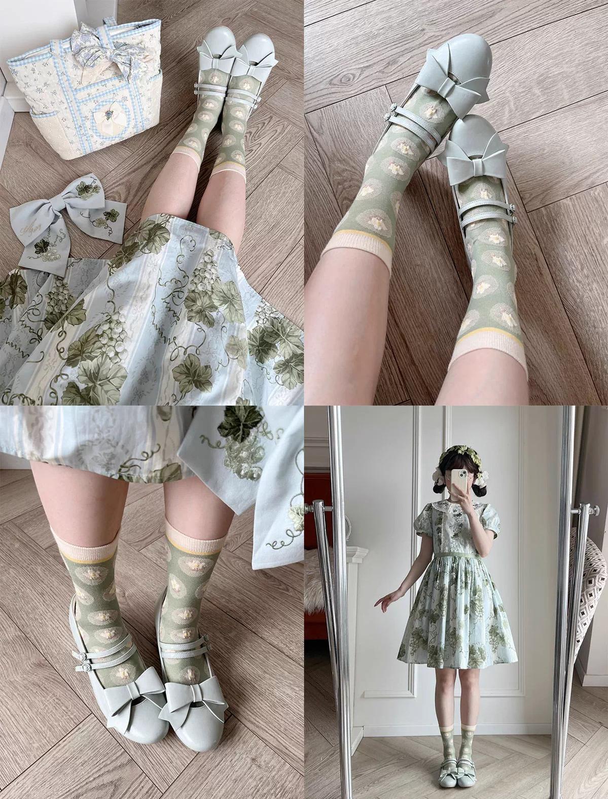MODO - Apple Candy - Pointed Toe Lolita Shoes, Low Block Heel
