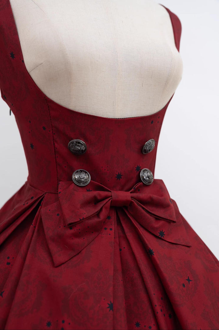 Nn Star - Dragon Bone Lily - Bone Printed Bust-Supporting Gothic Lolita JSK
