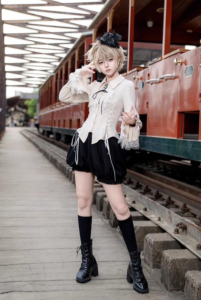 With PUJI~Hunter of Gold~Ouji Lolita Shorts/Pants Outfit Twins Set