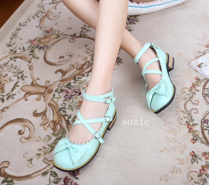 Sosic~Sweet Lolita Low Heel Shoes Multicolors 33 mint green 