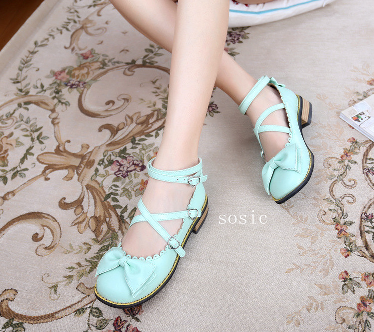 Sosic - Sweet Lolita Low Heel Shoes Multicolors 33 mint green