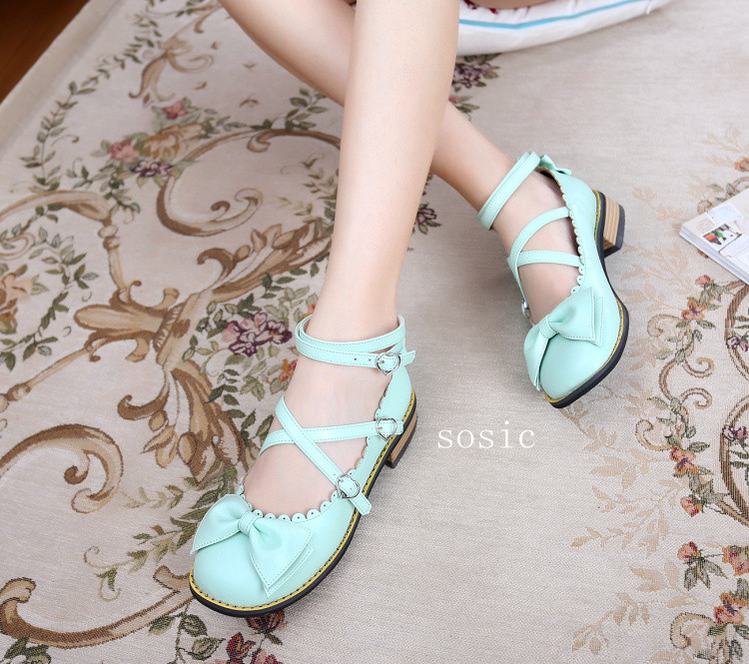 Sosic~Sweet Lolita Low Heel Shoes Multicolors 33 mint green 