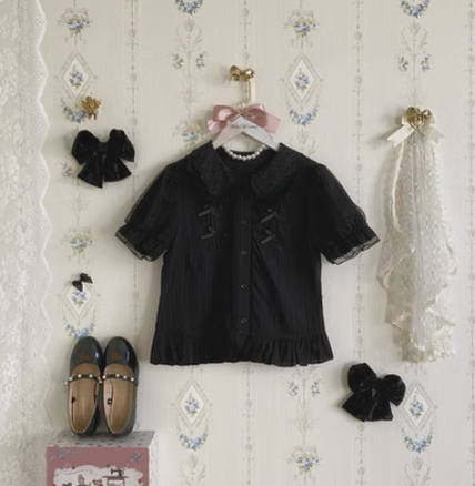 3 Puppets~Butterfly~Kawaii Lolita Short Sleeve Blouse   