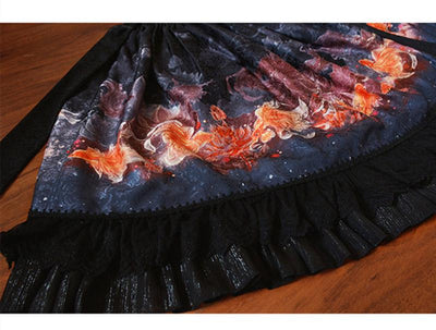 (BFM)EdenLost~Wa Lolita Skirt Goldfishes Black Lolita SK   