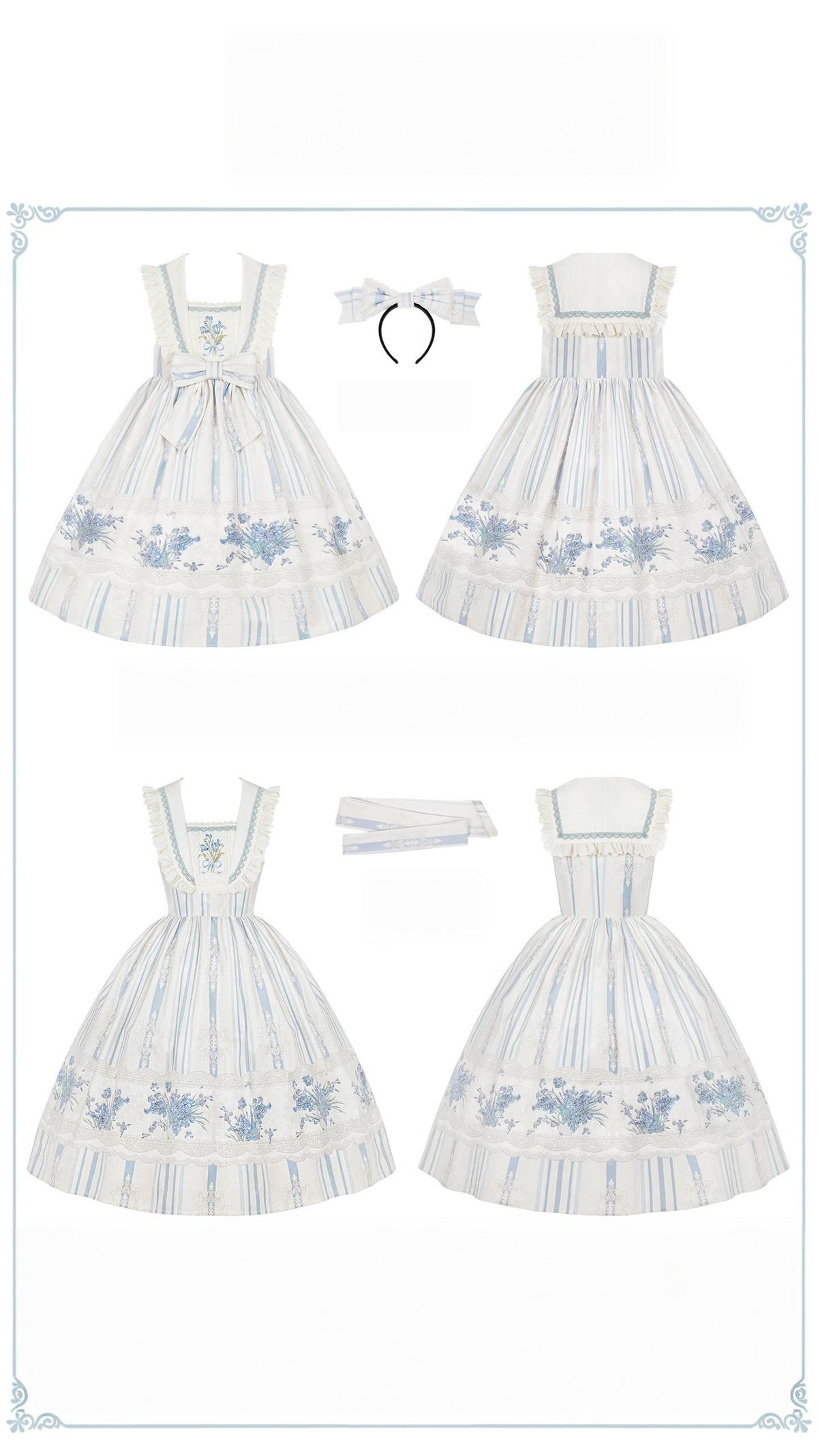 Iris - Classic Lolita JSK Dress Set, Iris Print and Embroidery 45997:871552