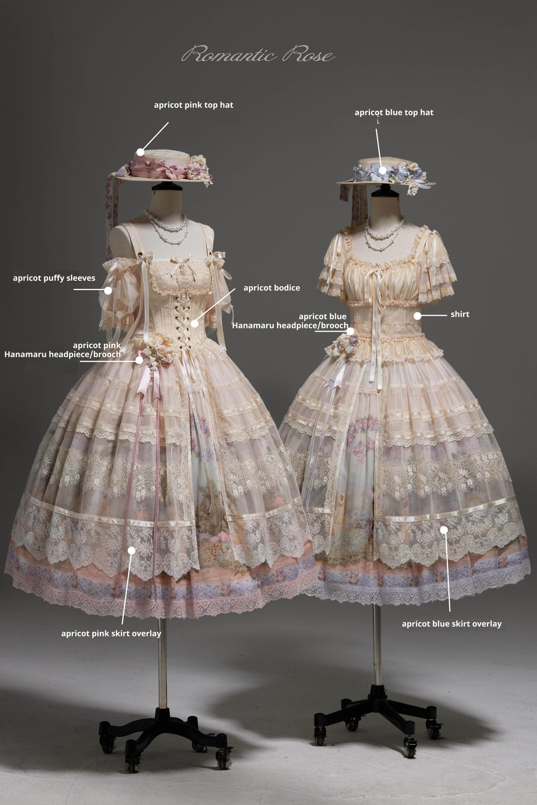 ZUOlanrichen~Romantic Rose~Classic Lolita Shirt with Puffy Sleeves Sheer Skirt Overlay 42169:729771