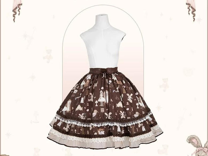 (BFM)Flower and Pearl Box~Lovely Lolita Dress OP Cloak Blouse SK Set XS SK (Chocolate Color) 