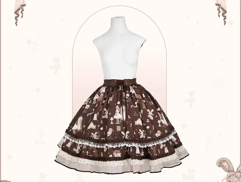 (BFM)Mademoiselle Pearl~Lovely Lolita Dress OP Cloak Blouse SK Set XS SK (Chocolate Color) (L M S XL XS) 31460:362584