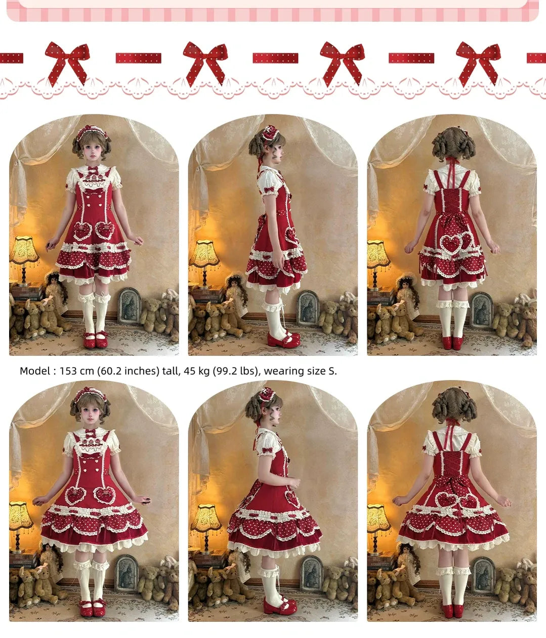 Cream Berry Party - Sweet Lolita JSK Dress, Strawberry Polka-Dot Print 45860:866149