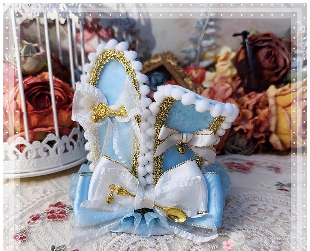 Menglu - Lolita Top Hat Rabbit Ear Bow Lolita Headdress Multicolors Platinum blue