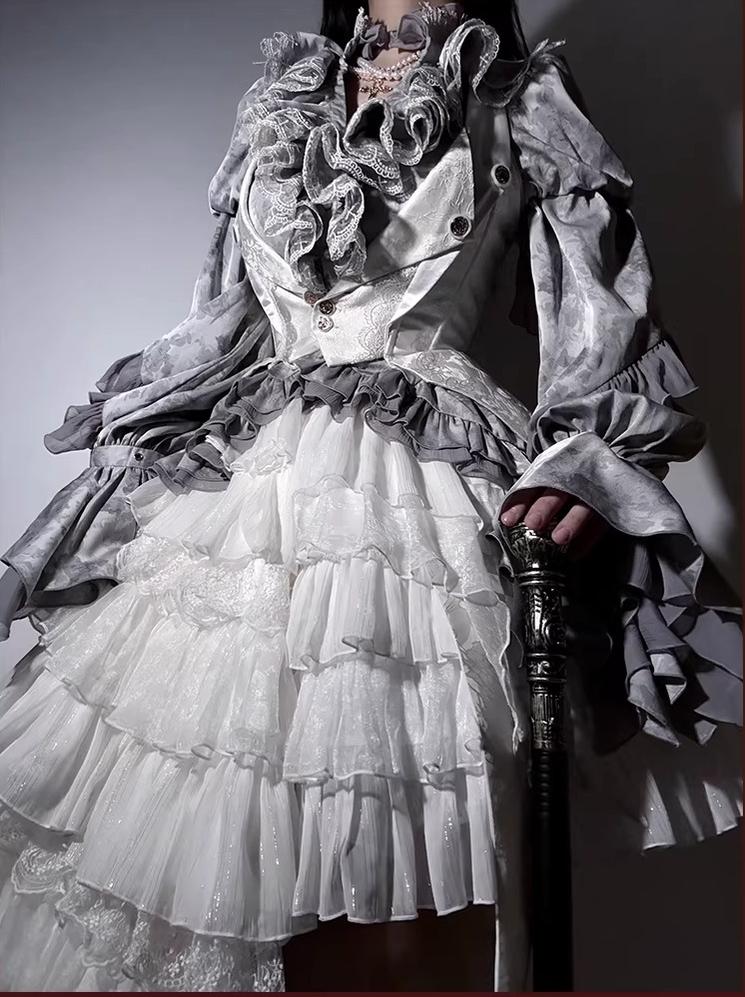 Genesis and Armageddon - Gothic Lolita High-low Hem Shirt, Boning SK