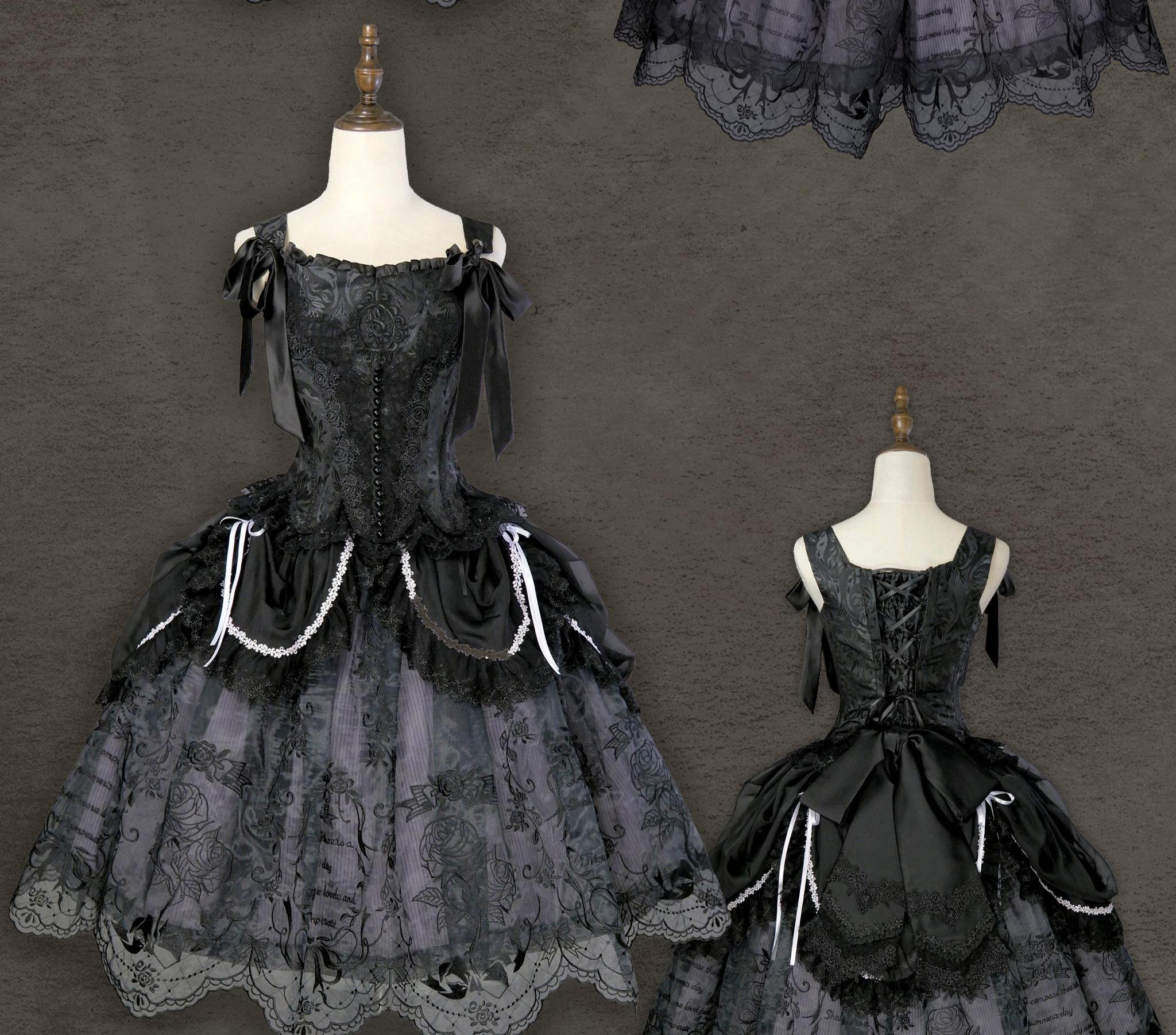 AuroraBorealis - Moonshadow - Gorgeous Wedding Lolita Dress Set Embroidered JSK SK and Bodice (L M S XL XS XXL) 41640:724984