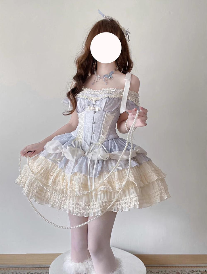 Caramel Antique~Yuyan~Ballet-style Sweet Lolita Corset JSK with Built-in Petticoat